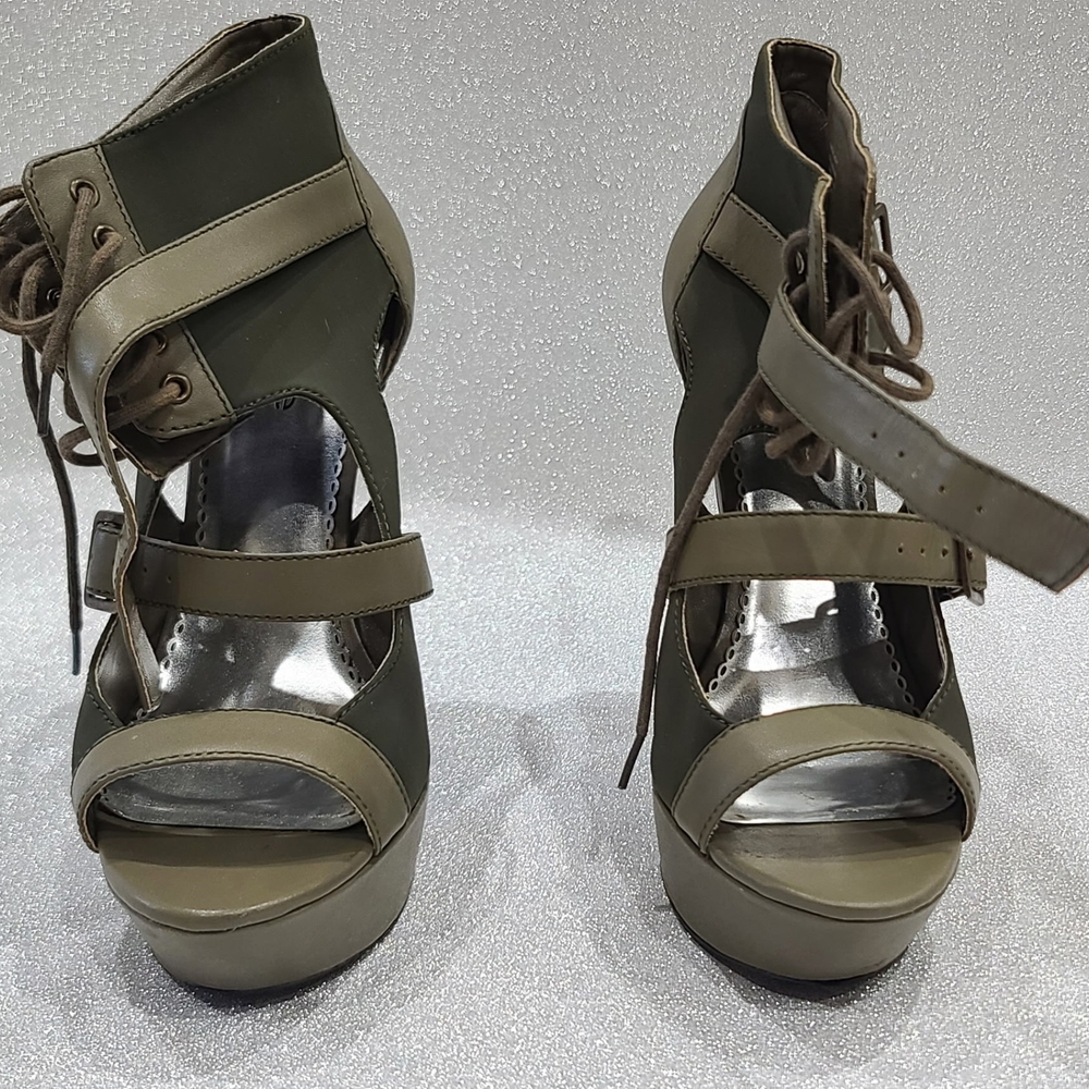 bebe Olive Lace-Up Platform Heels - Picture 2 of 6
